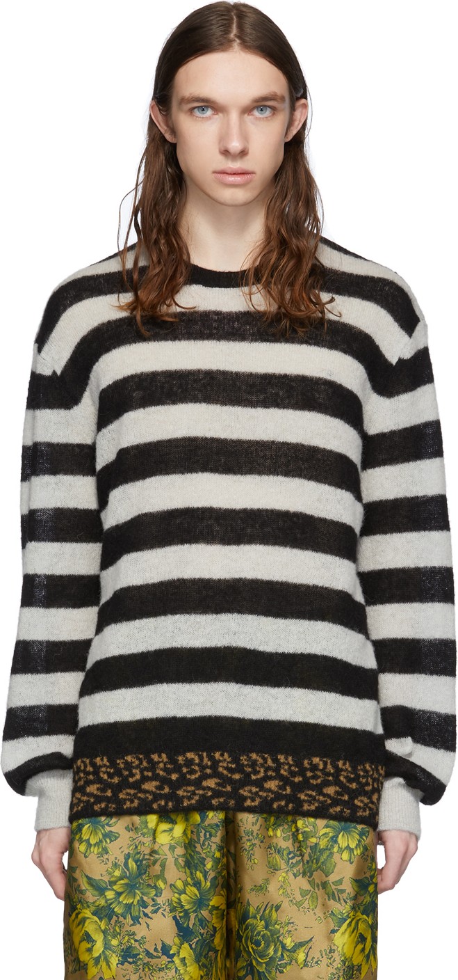 Dries Van Noten Black & White Alpaca Jevanna Sweater