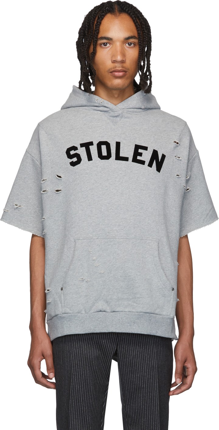 Stolen Girlfriends Club Grey 'Gun Club' Slashed Hoodie
