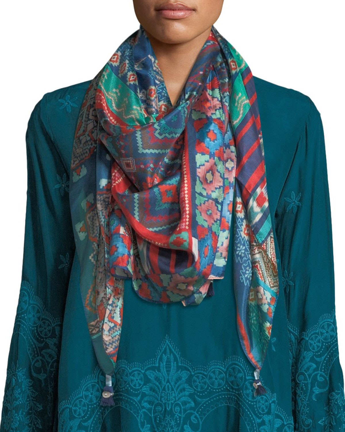 Johnny Was Otis Printed Silk Scarf