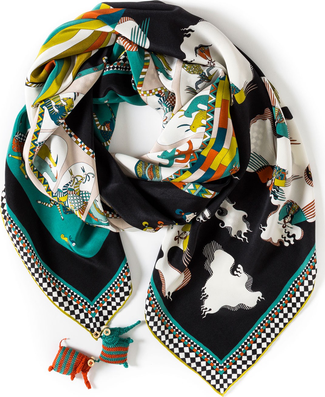 rumisu Noah's Ark Printed Silk Scarf