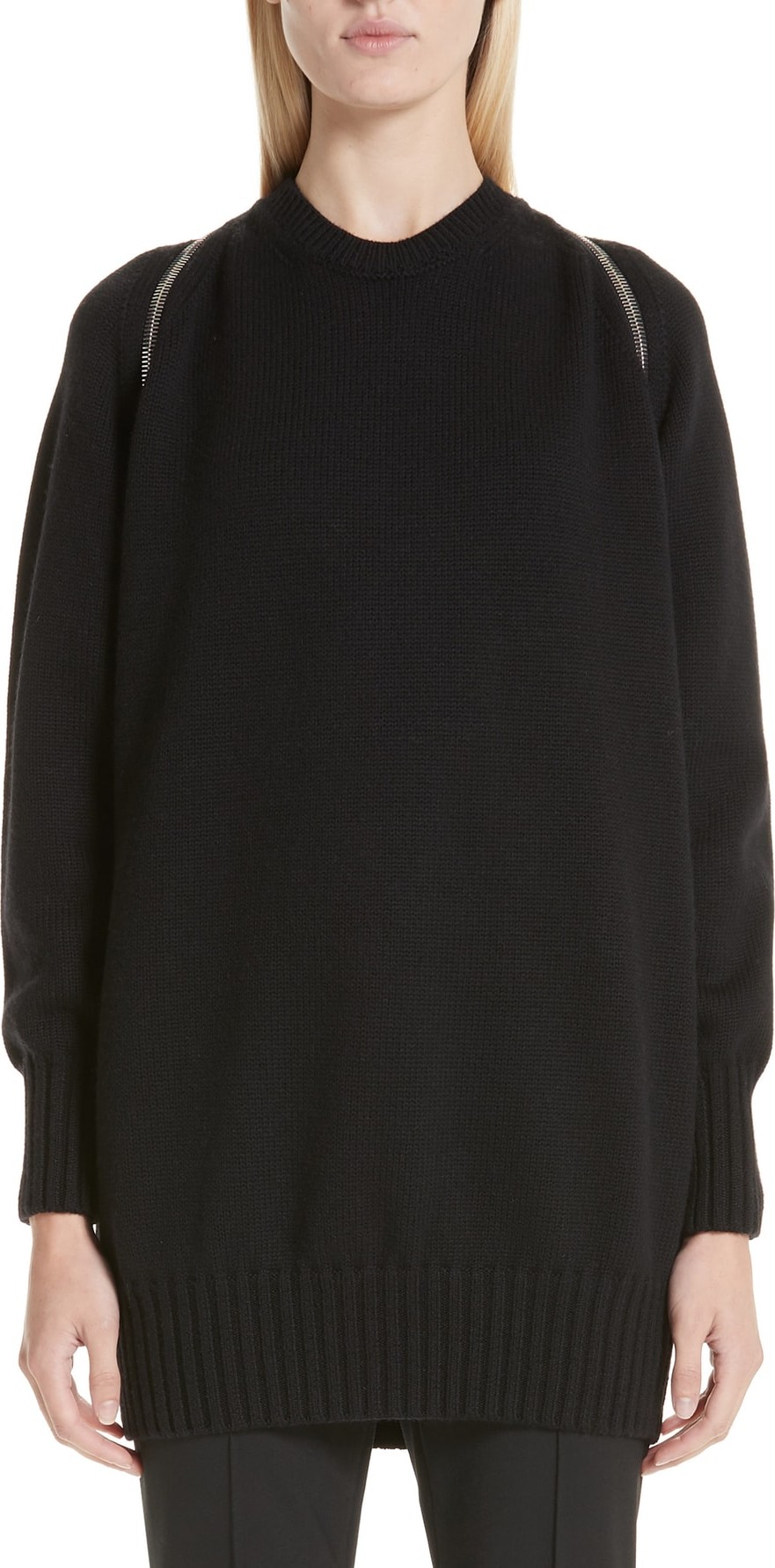 Alexander Wang Zip Shoulder Merino Wool Sweater
