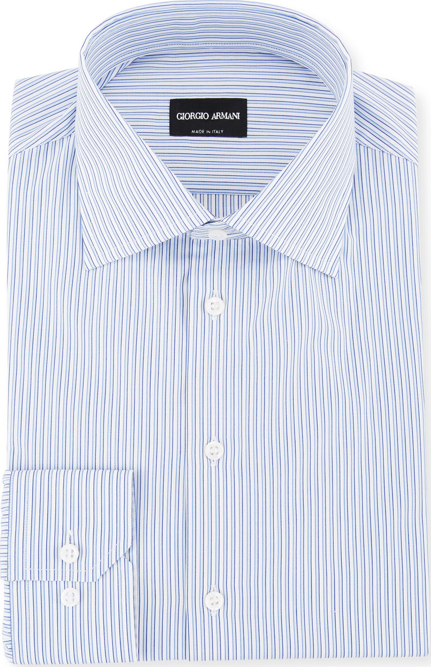 Giorgio Armani Men's Shadow-Striped Cotton Dress Shirt