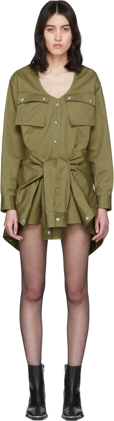 Alexander Wang Khaki Tied Waist Trench Jumpsuit