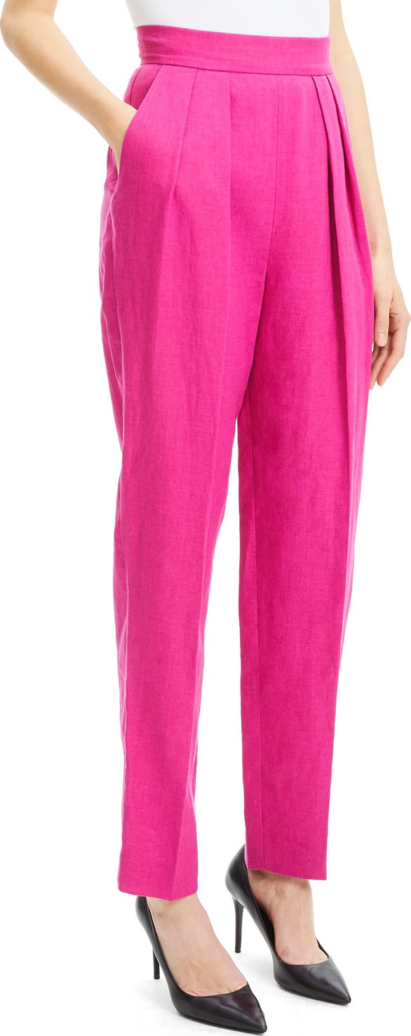 Theory High-Rise Pleated Pure Linen Pants