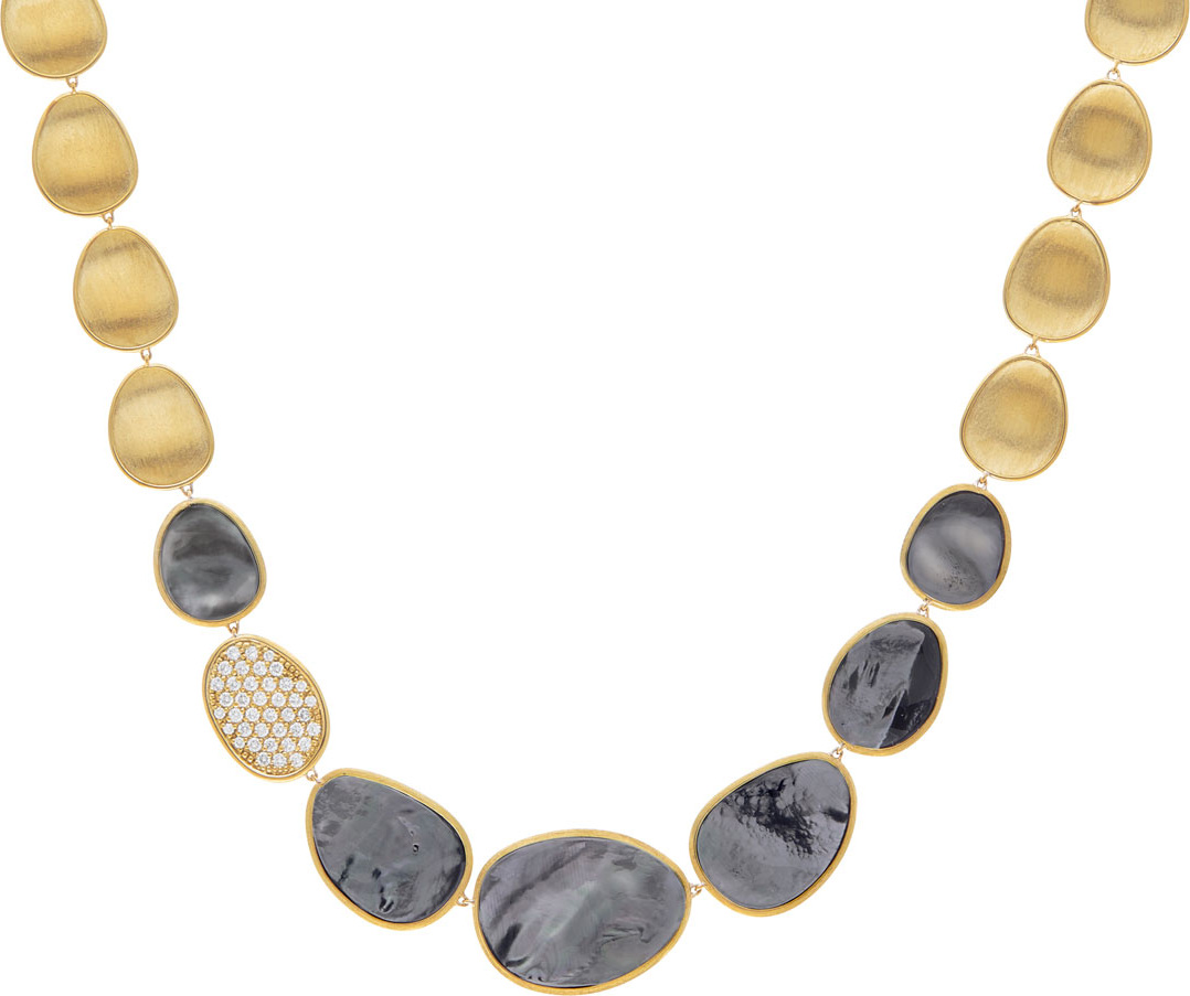 Marco Bicego Lunaria 18k Gold Collar Necklace with Black Mother-of-Pearl & Diamond