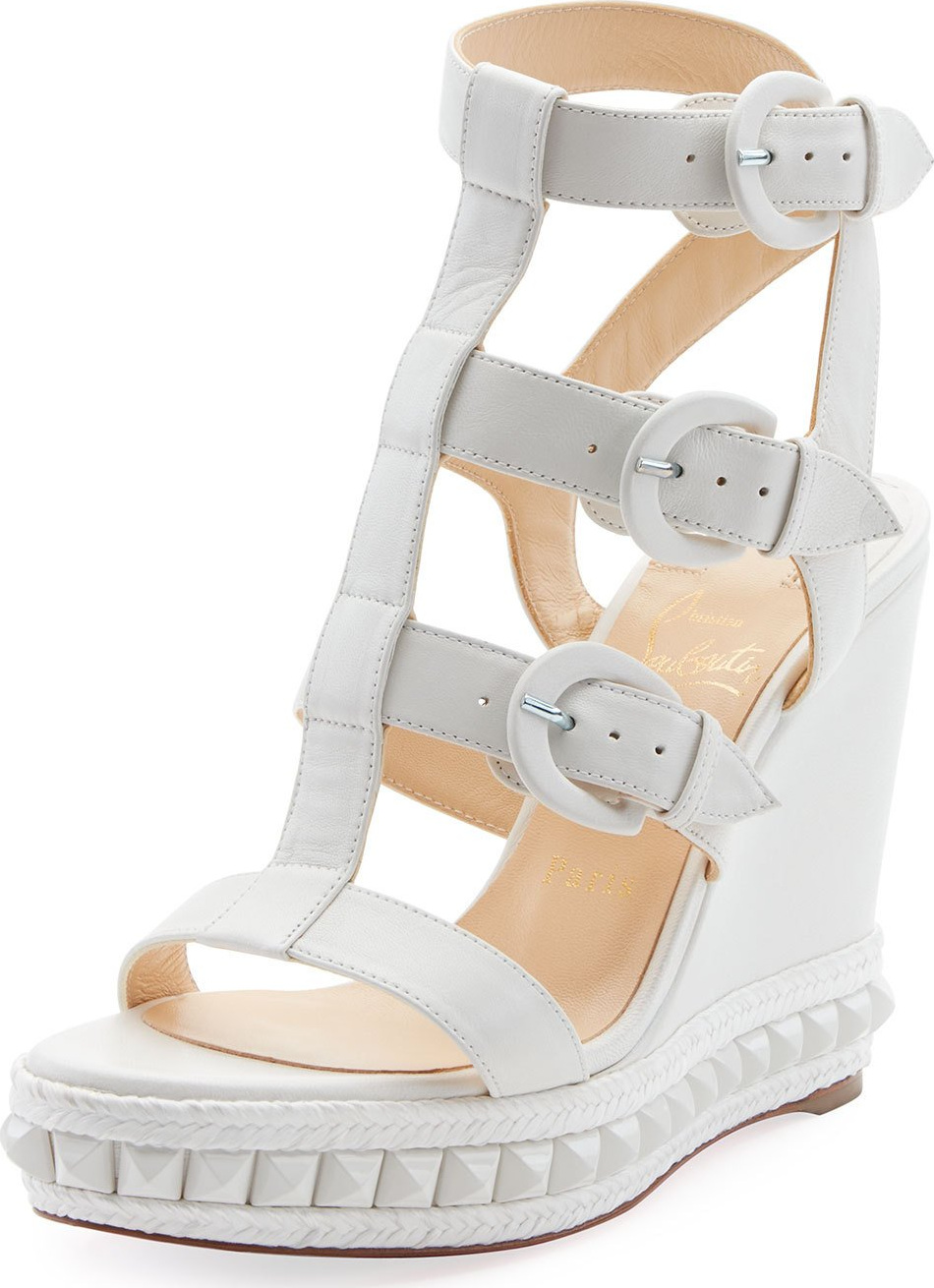 Christian Louboutin Rocknbuckle Platform Wedge Red Sole Sandal