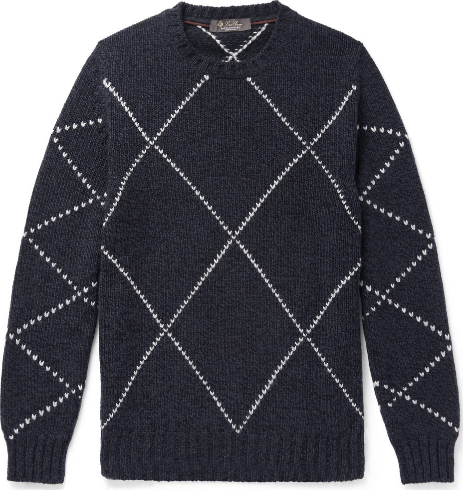 Loro Piana Slim-Fit Baby Cashmere-Jacquard Sweater