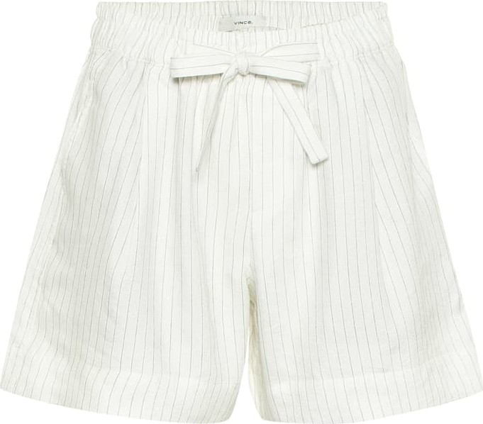Vince Striped linen-blend shorts