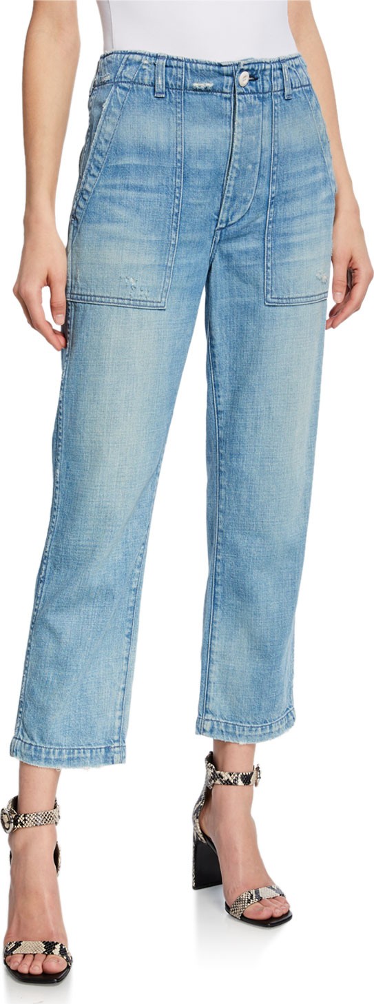 AMO Army High-Rise Straight-Leg Cropped Jeans