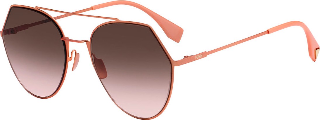 Fendi Eyeline Mitered Aviator Sunglasses