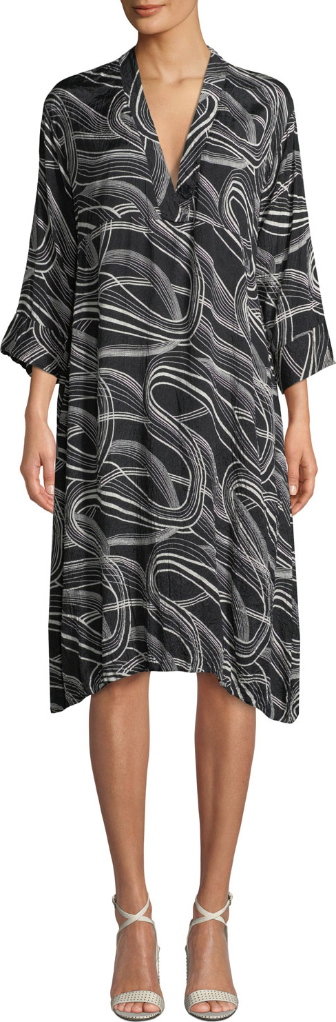 Masai Noga 3/4-Sleeve Swirl-Print Dress