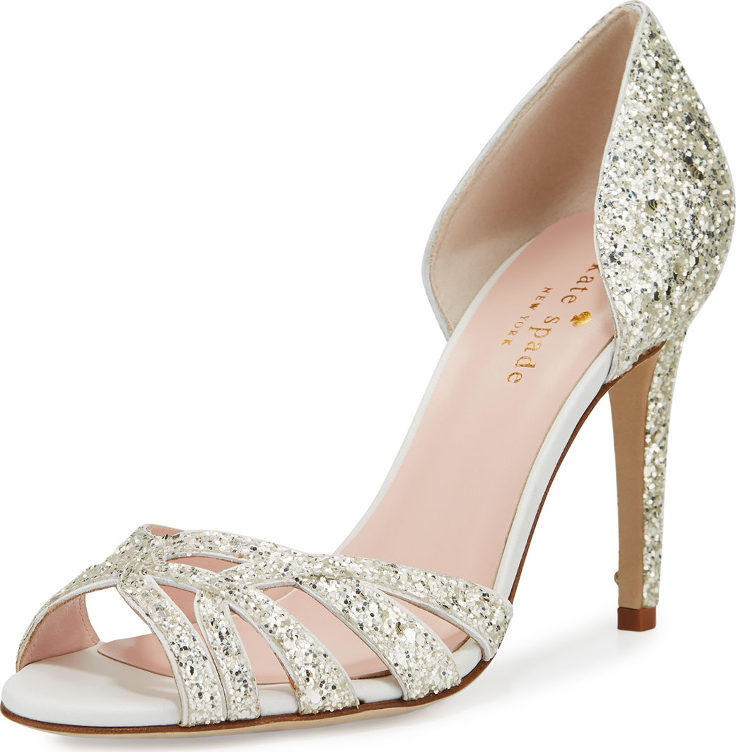 Kate Spade New York idaya d'Orsay glitter pump, silver