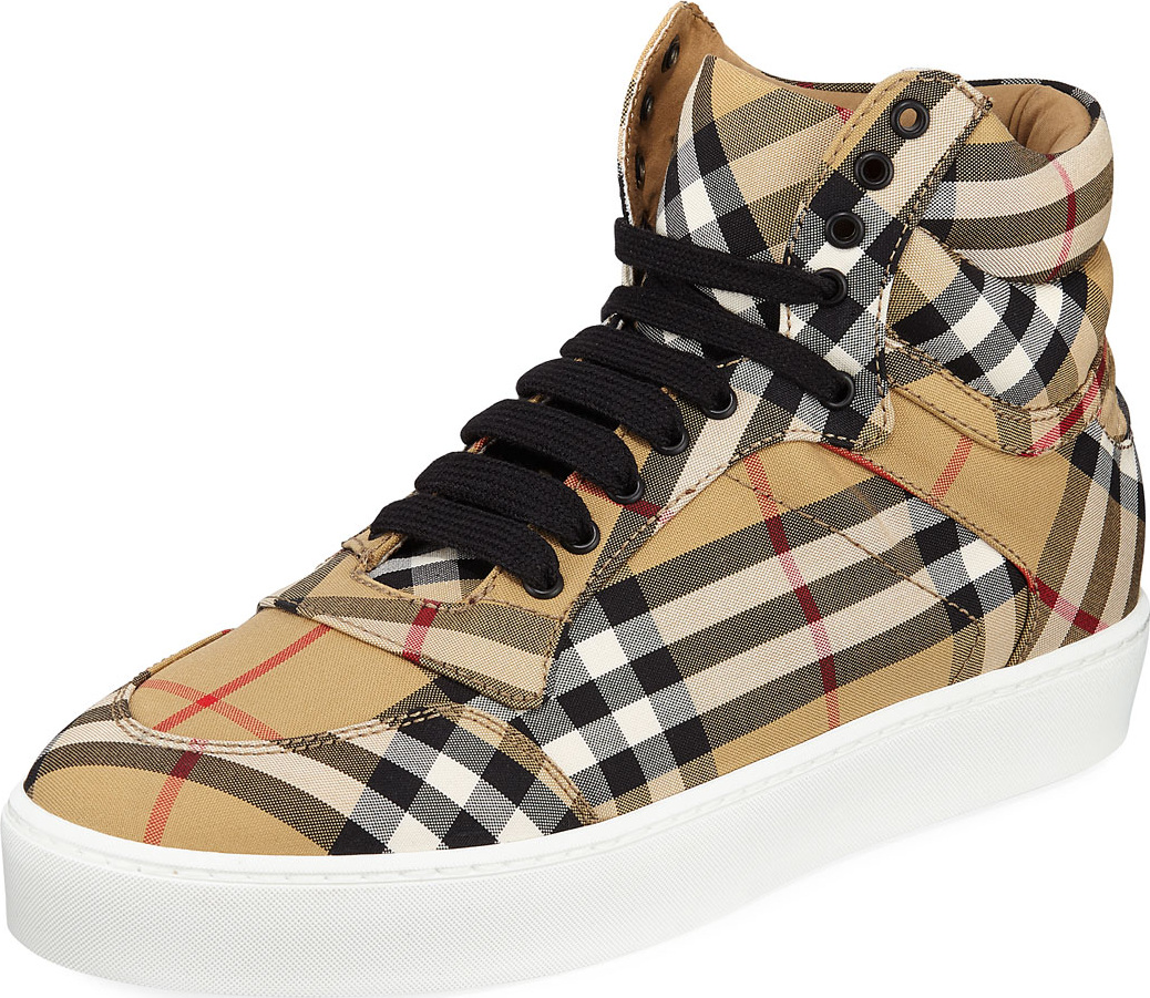 Burberry London England Reeth Check Canvas High-Top Sneakers