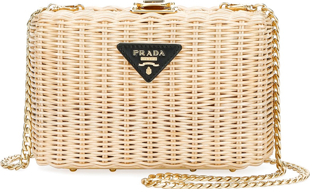 Prada Raffia Midollino Clutch Bag