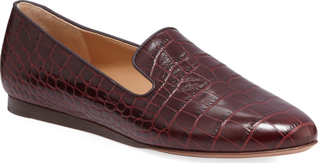 Veronica Beard Griffin Crocodile-Embossed Loafers
