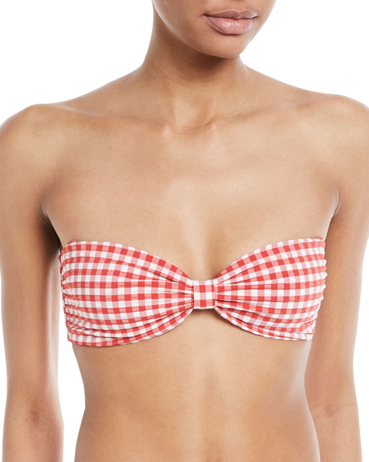 Tory Burch Gingham Knot Bandeau Swim Top