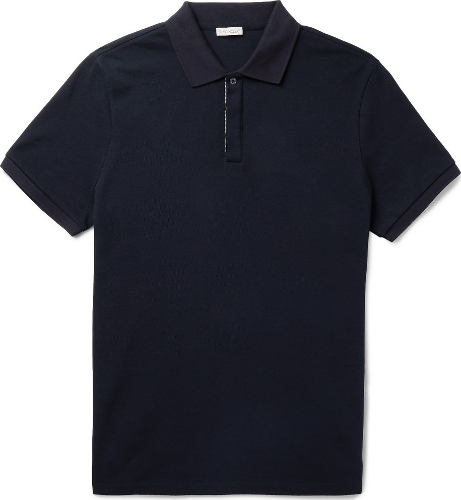 Moncler Maglia Grosgrain-Trimmed Cotton-Piqué Polo Shirt