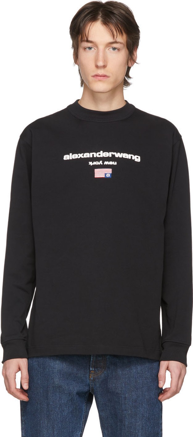 Alexander Wang Black Graphic Logo Long Sleeve T-Shirt