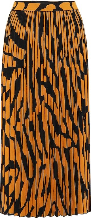 Proenza Schouler Pleated zebra-jacquard midi skirt