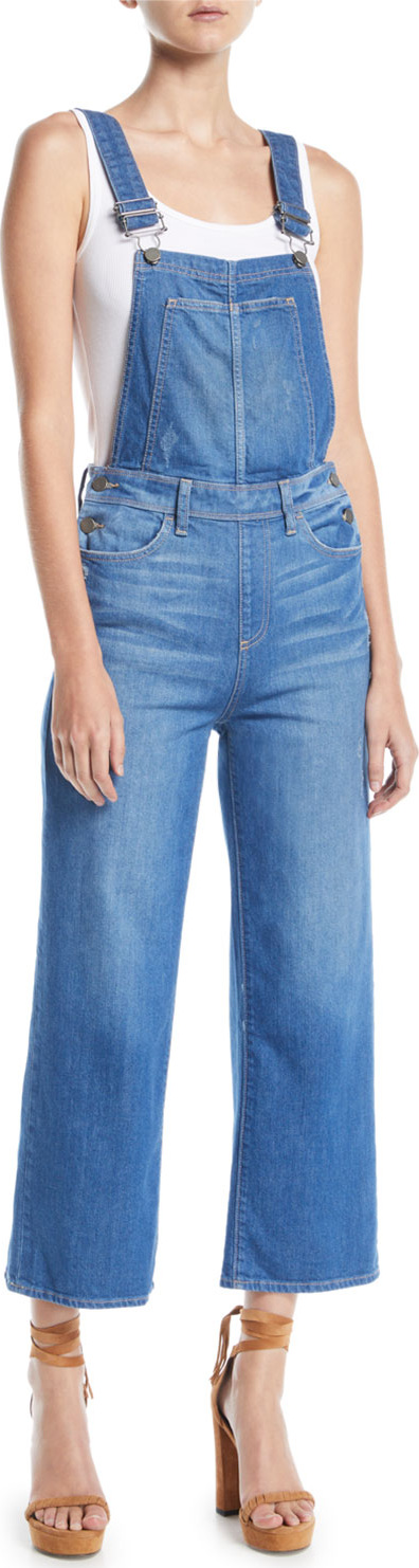 PAIGE Nellie Cropped Wide-Leg Denim Overalls