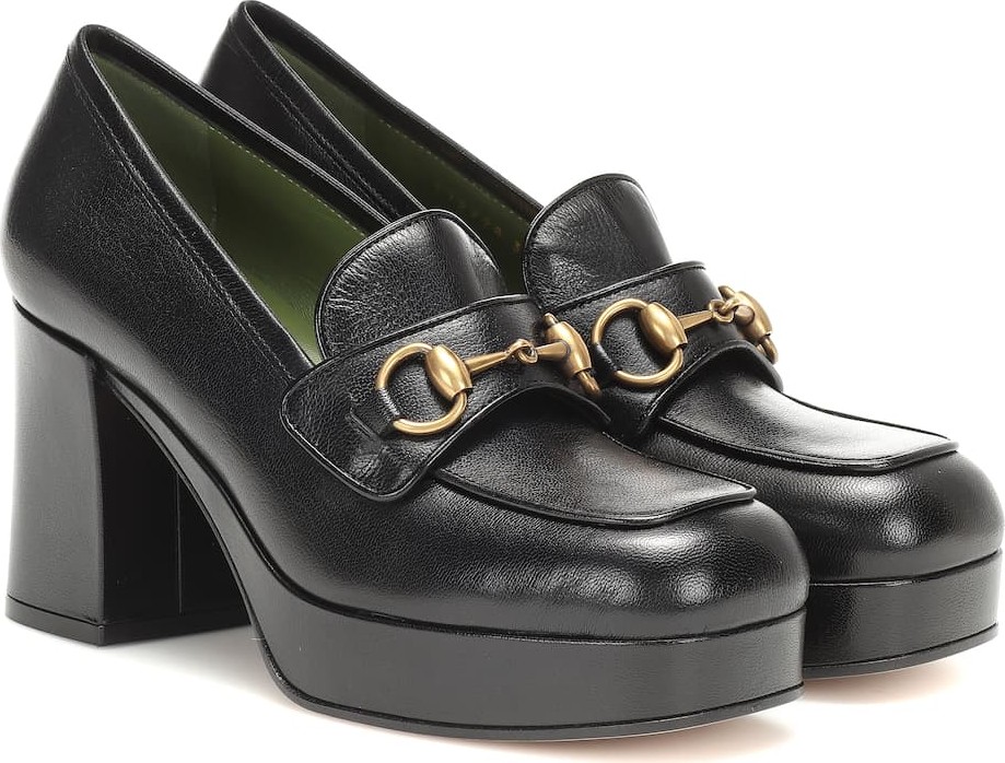 Gucci Leather platform loafer pumps