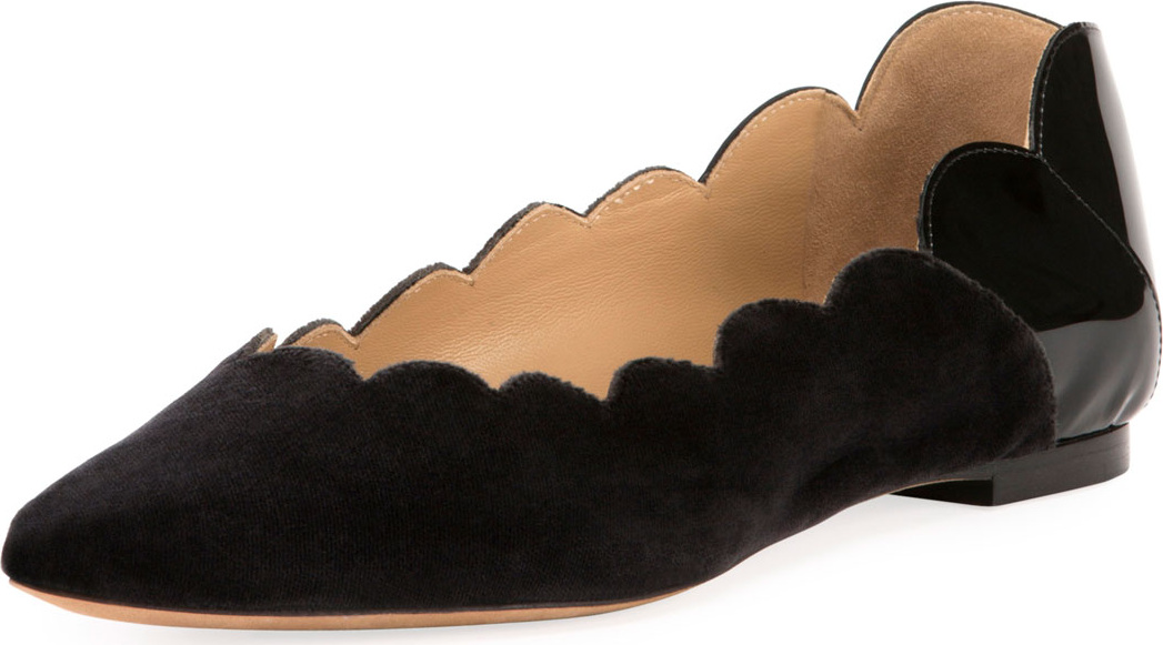 Chloe Lauren Scalloped Point-Toe Ballet Flat