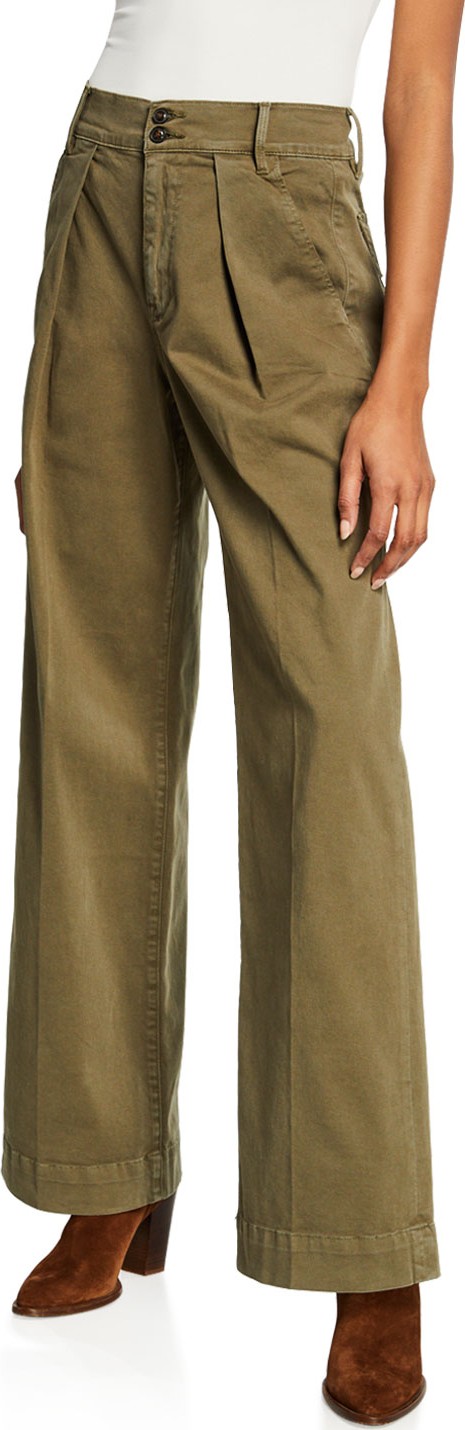 FRAME DENIM Stretch-Cotton Wide-Leg Trousers