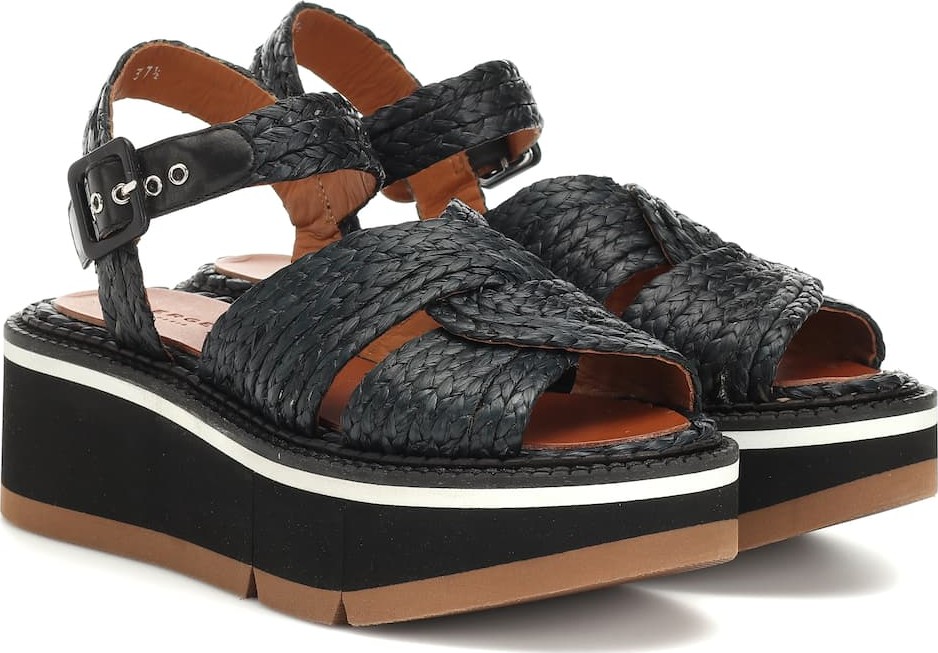 Robert Clergerie Aqua raffia platform sandals