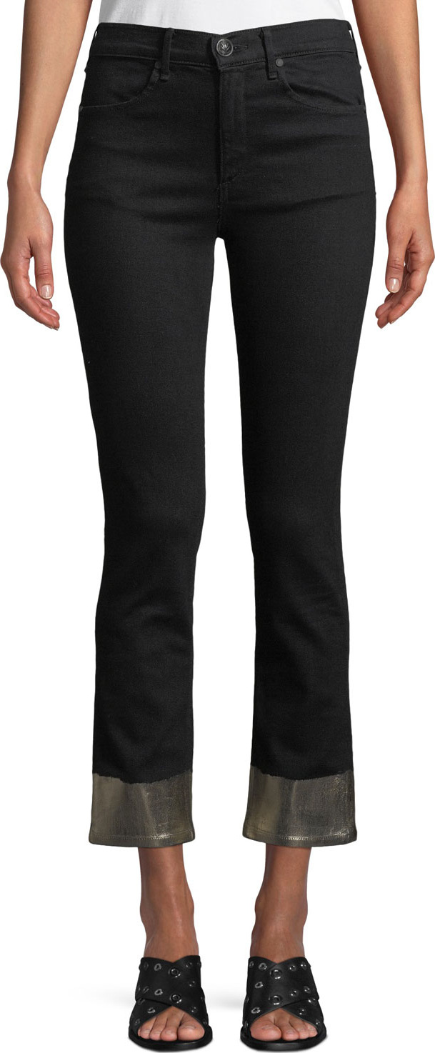 Rag & Bone Ankle Cigarette Jeans w/ Metallic Cuffs