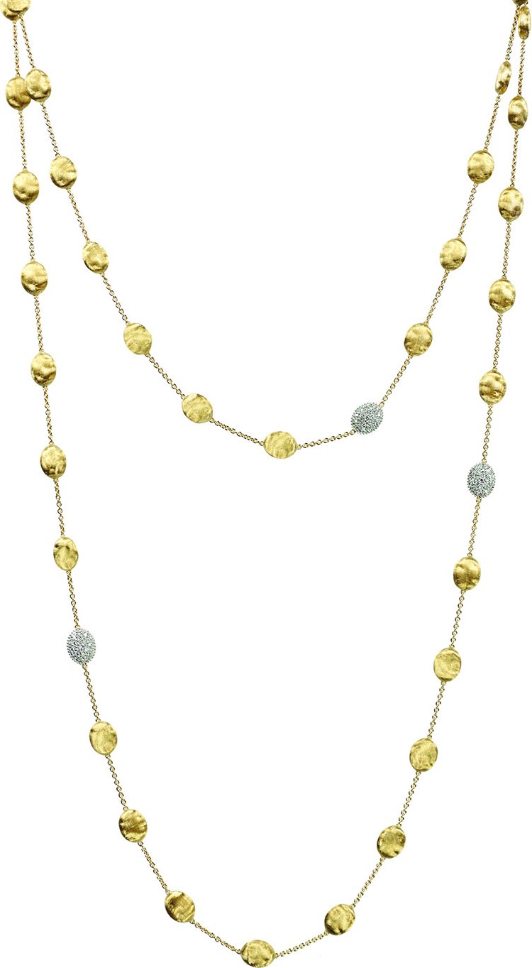 Marco Bicego Pave Diamond Bead Station Necklace, 49.5"