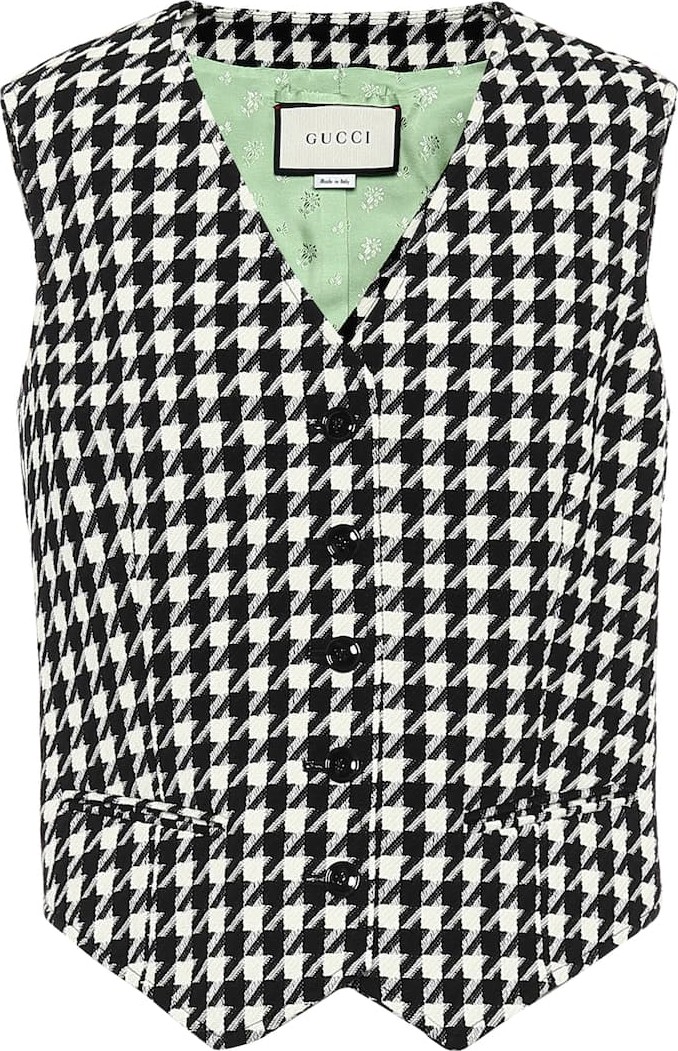 Gucci Houndstooth wool and cotton vest
