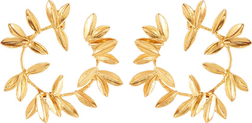 Oscar De La Renta Dot Leaf Hoop Earrings