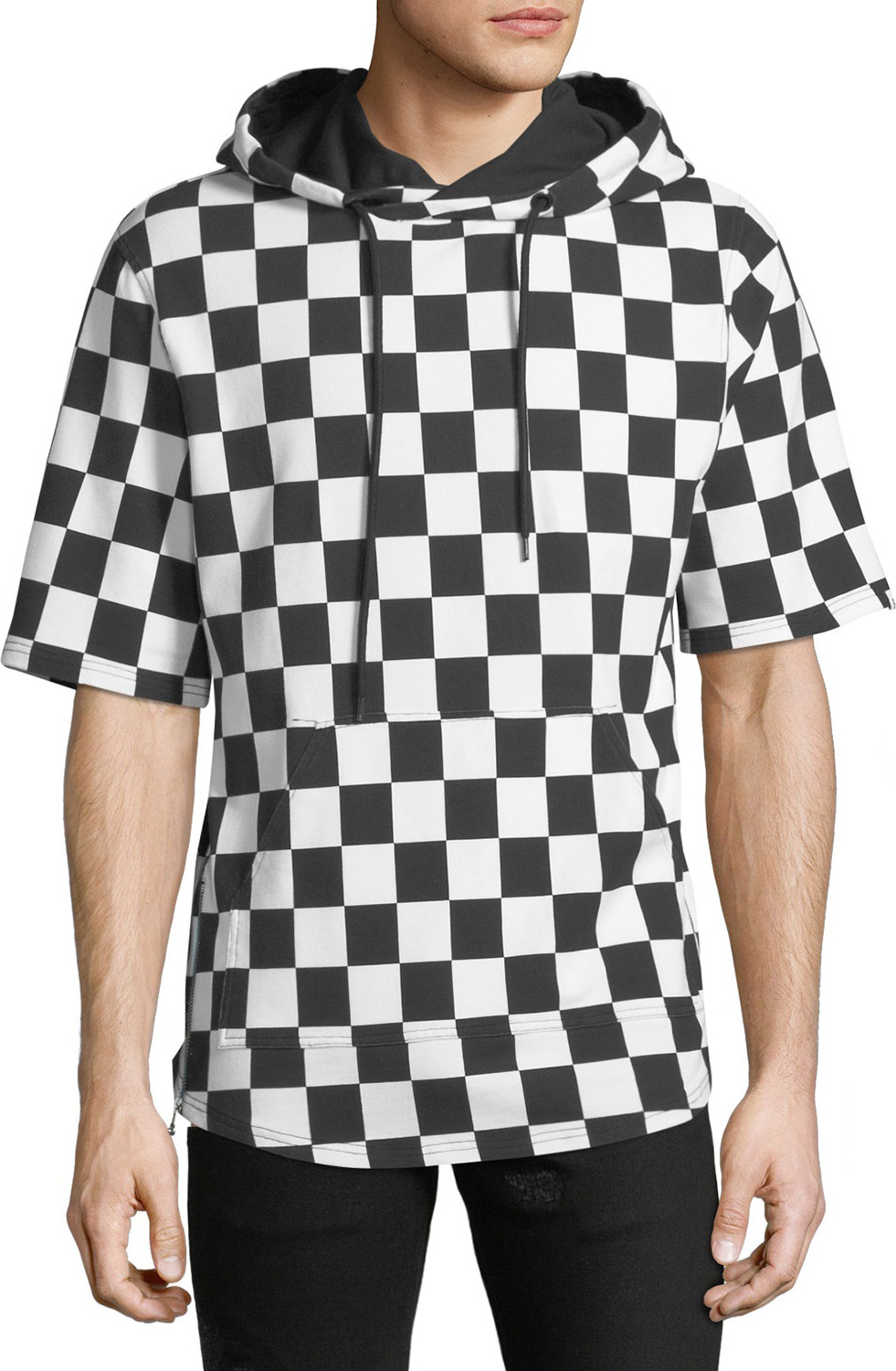 PRPS Men's Checkered Short-Sleeve Hoodie
