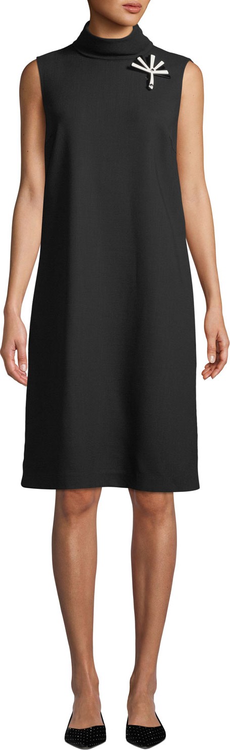 Lafayette 148 New York Lovisa Double-Face Knit Dress with Pin Embellishment