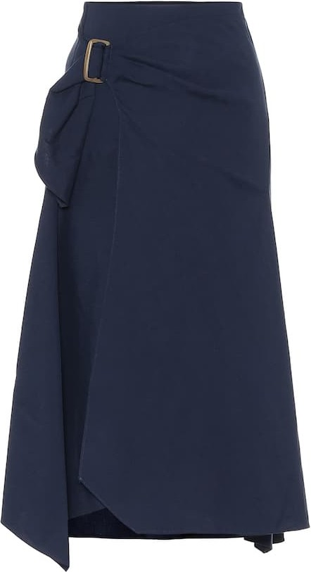 Vince Linen-blend midi wrap skirt