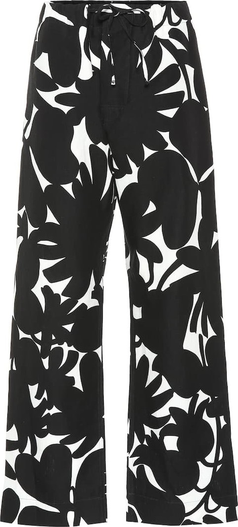 Marni Printed linen-blend palazzo pants