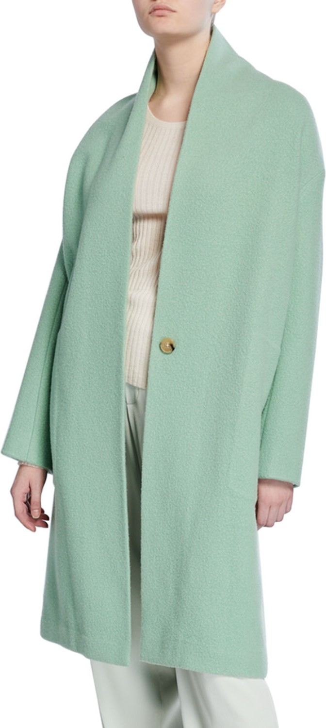 Vince Collarless Long Wool Coat