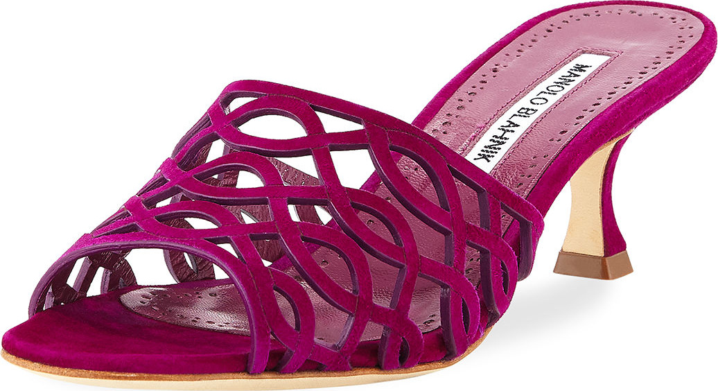 Manolo Blahnik Bensa Cutout Suede Sandal