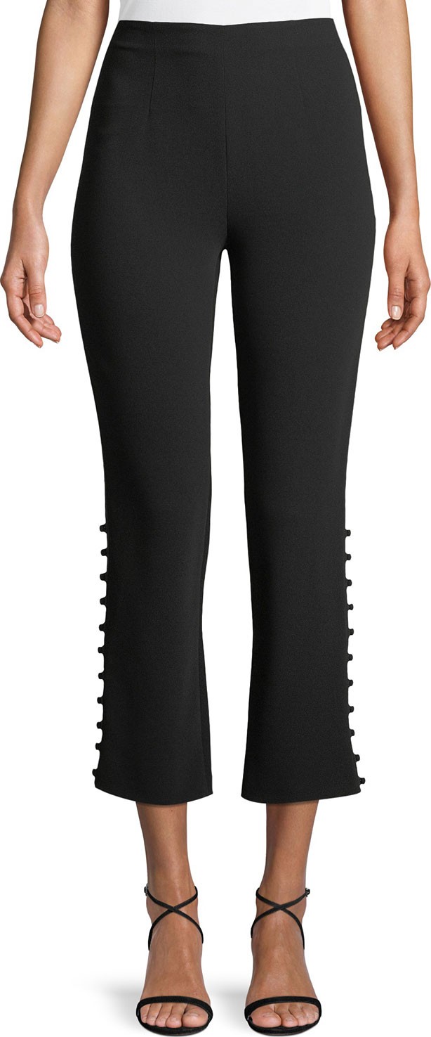 Cinq A Sept Lida Cropped Side-Button Crepe Pants