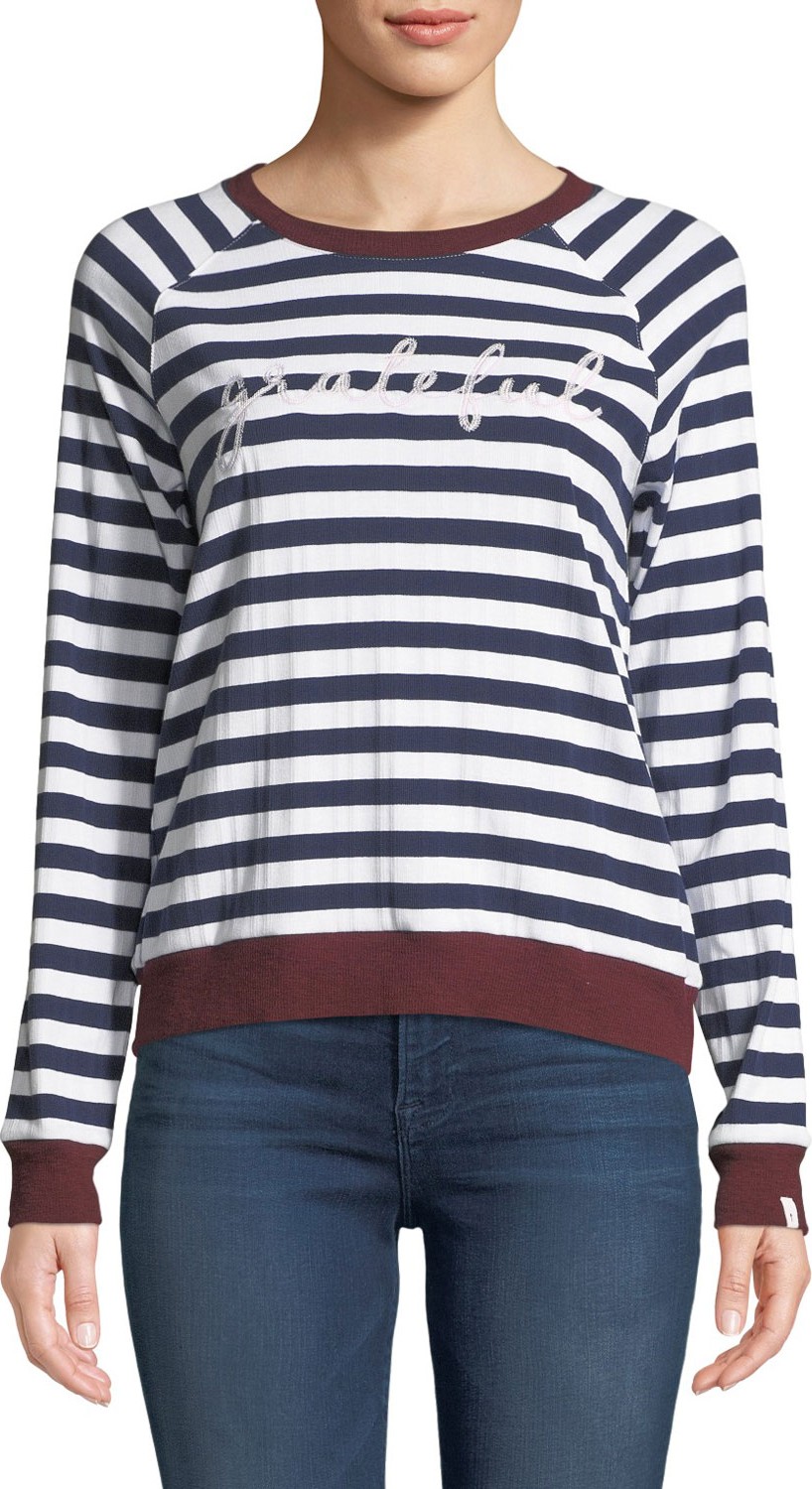 The Upside Goldie Striped Embroidered Long-Sleeve Tee