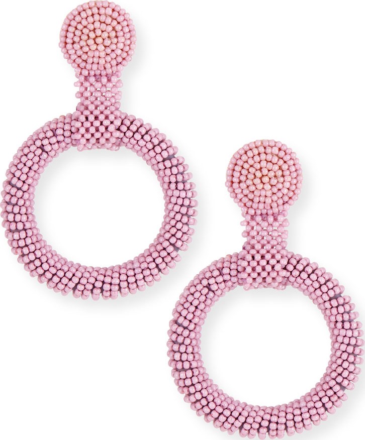 Kenneth Jay Lane Gypsy Hoop Drop Earrings, Mauve