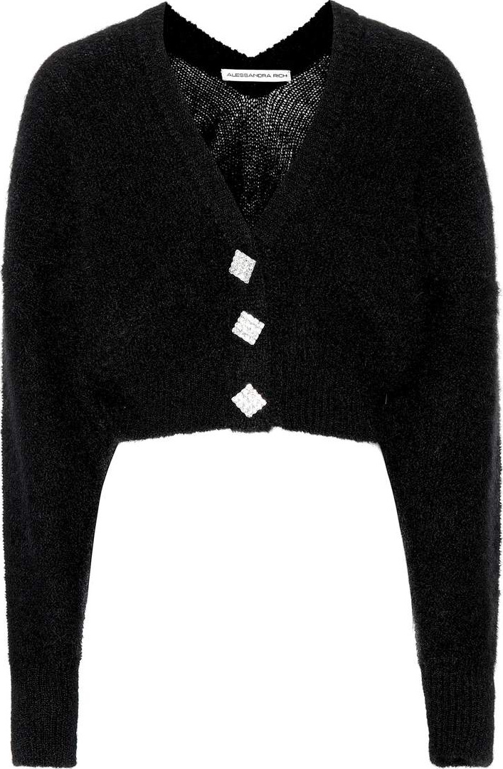 Alessandra Rich Cropped mohair-blend cardigan