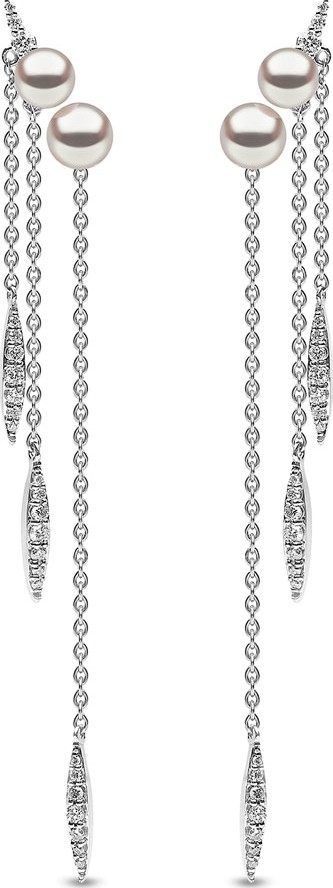 Yoko London 18k White Gold Double-Pearl & Diamond Dangle Earrings