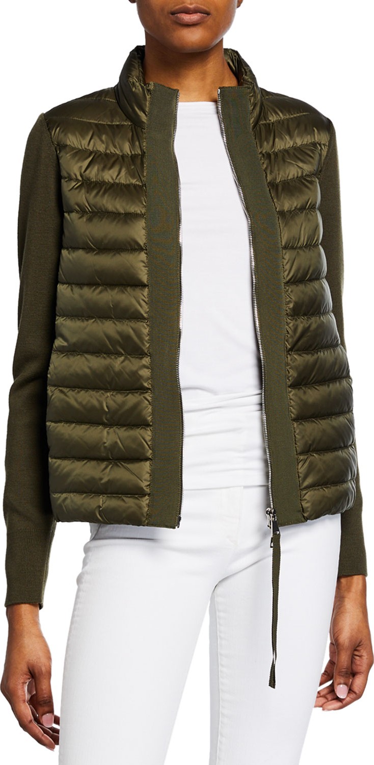 Moncler Knit & Down Combo Cardigan