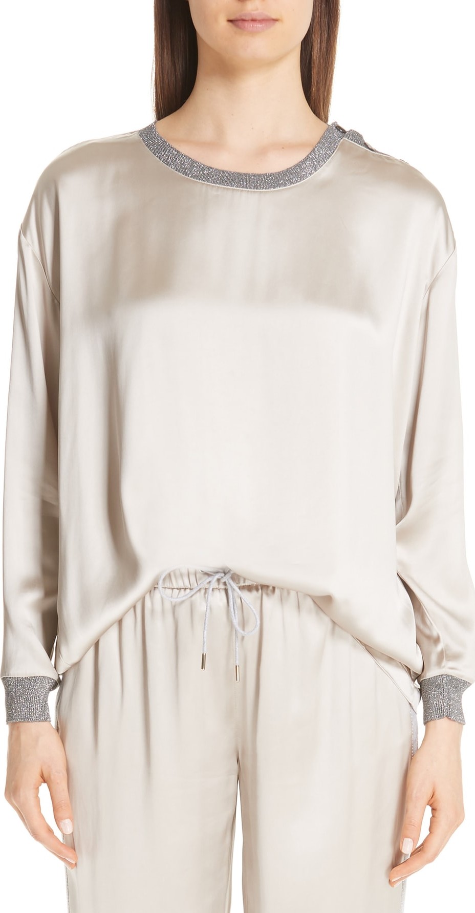 Fabiana Filippi Metallic Trim Satin Top