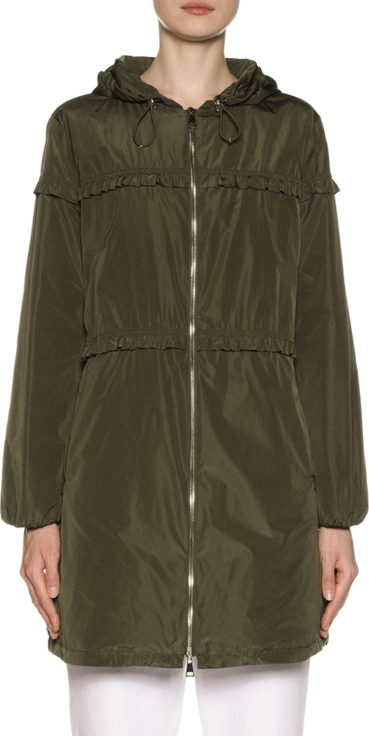 Moncler Luxembourg Hooded Ruffle-Trim Jacket
