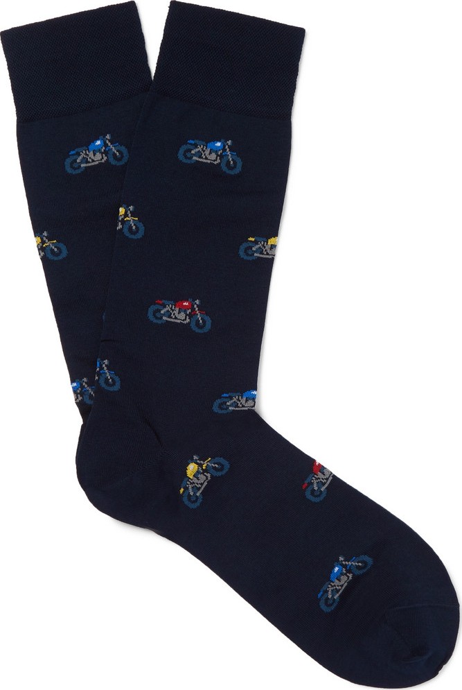 Marcoliani Pima Cotton-Blend Jacquard Socks