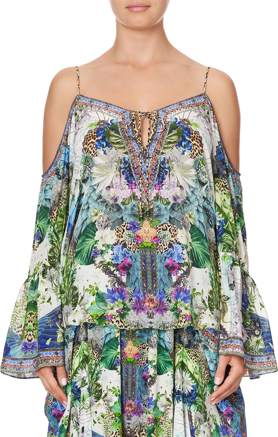 Gucci G Check On Silk Crepe Button Front Blouse