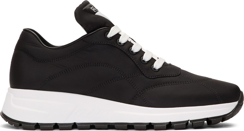 Prada Black Nylon Leather Prax 01 Sneakers