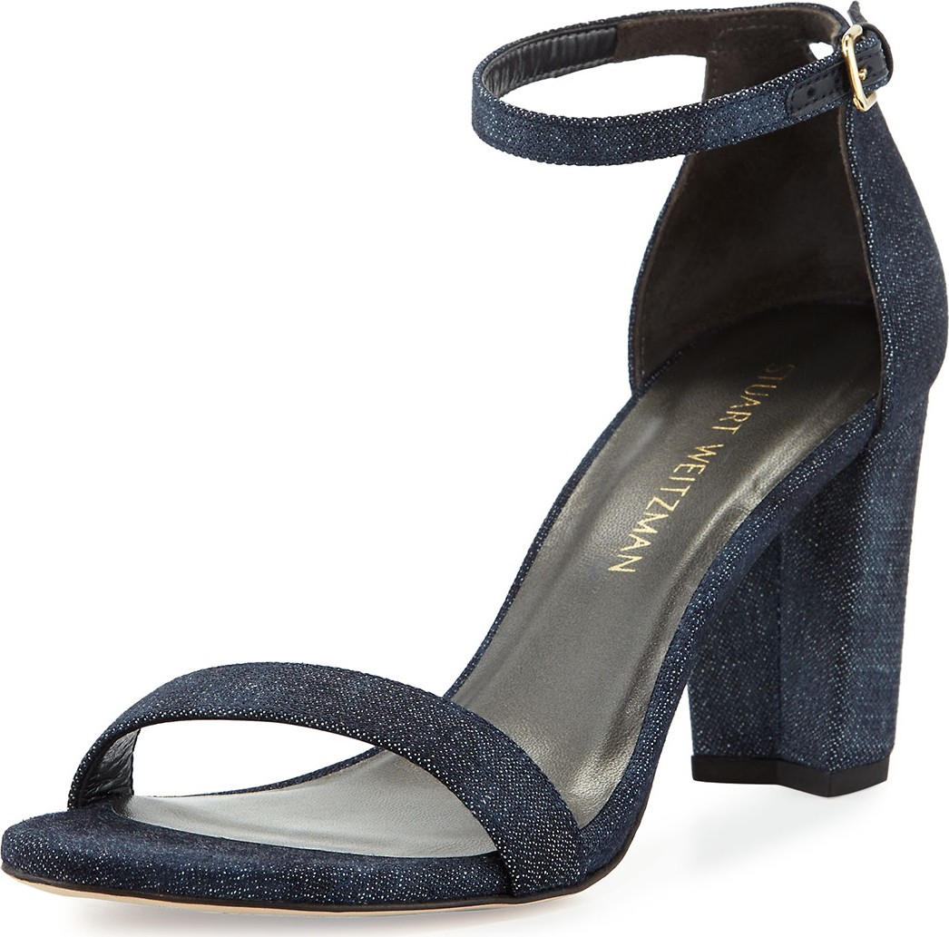 Stuart Weitzman Nearlynude Denim City Sandals, Navy